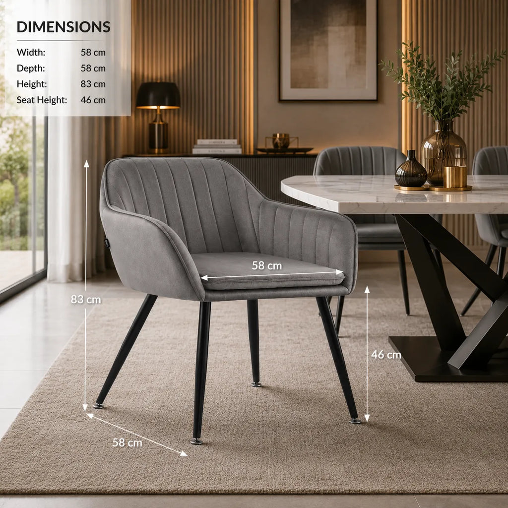Lot De 2 Chaises Kanvas Pieds Metal Velours