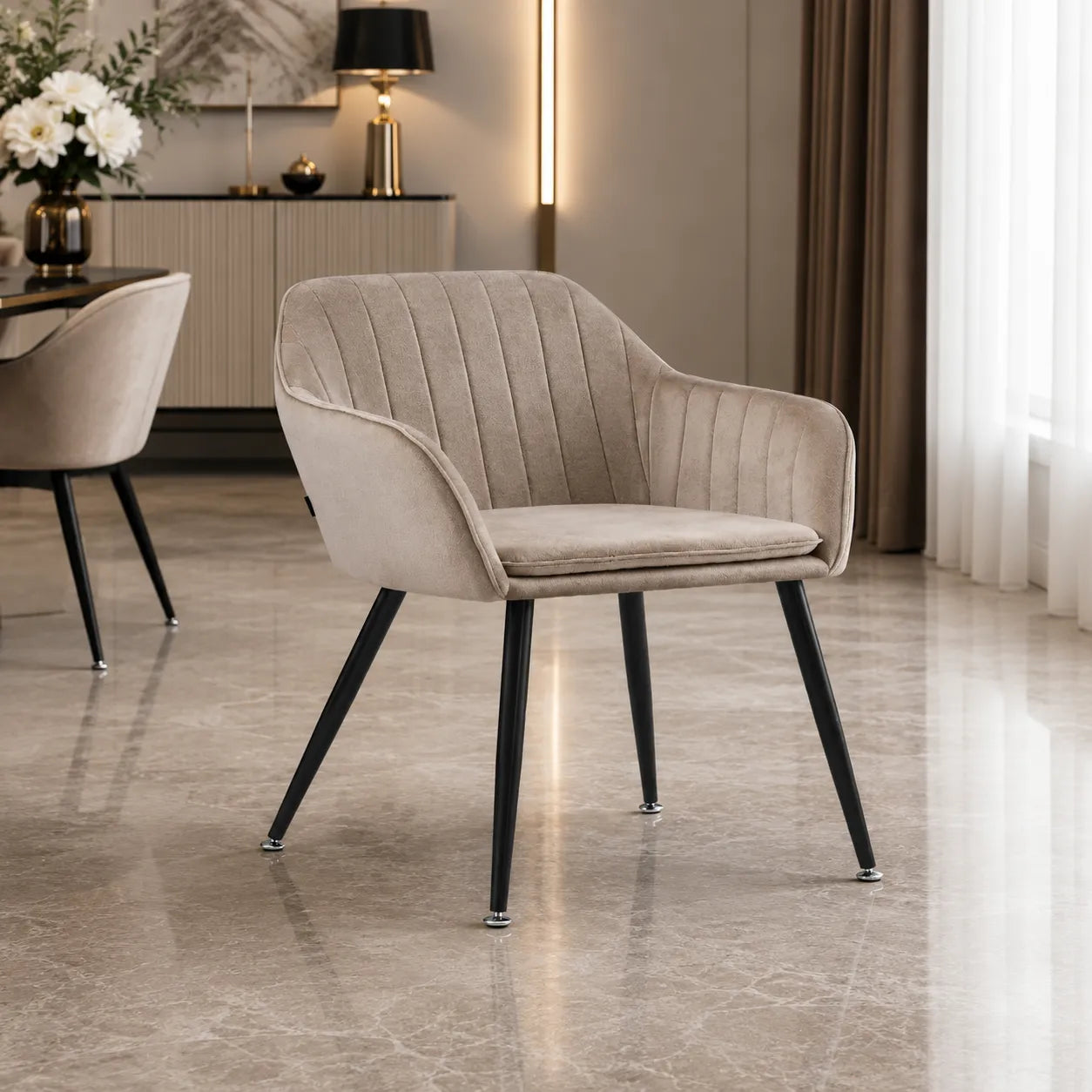 Lot De 2 Chaises Kanvas Pieds Metal Velours
