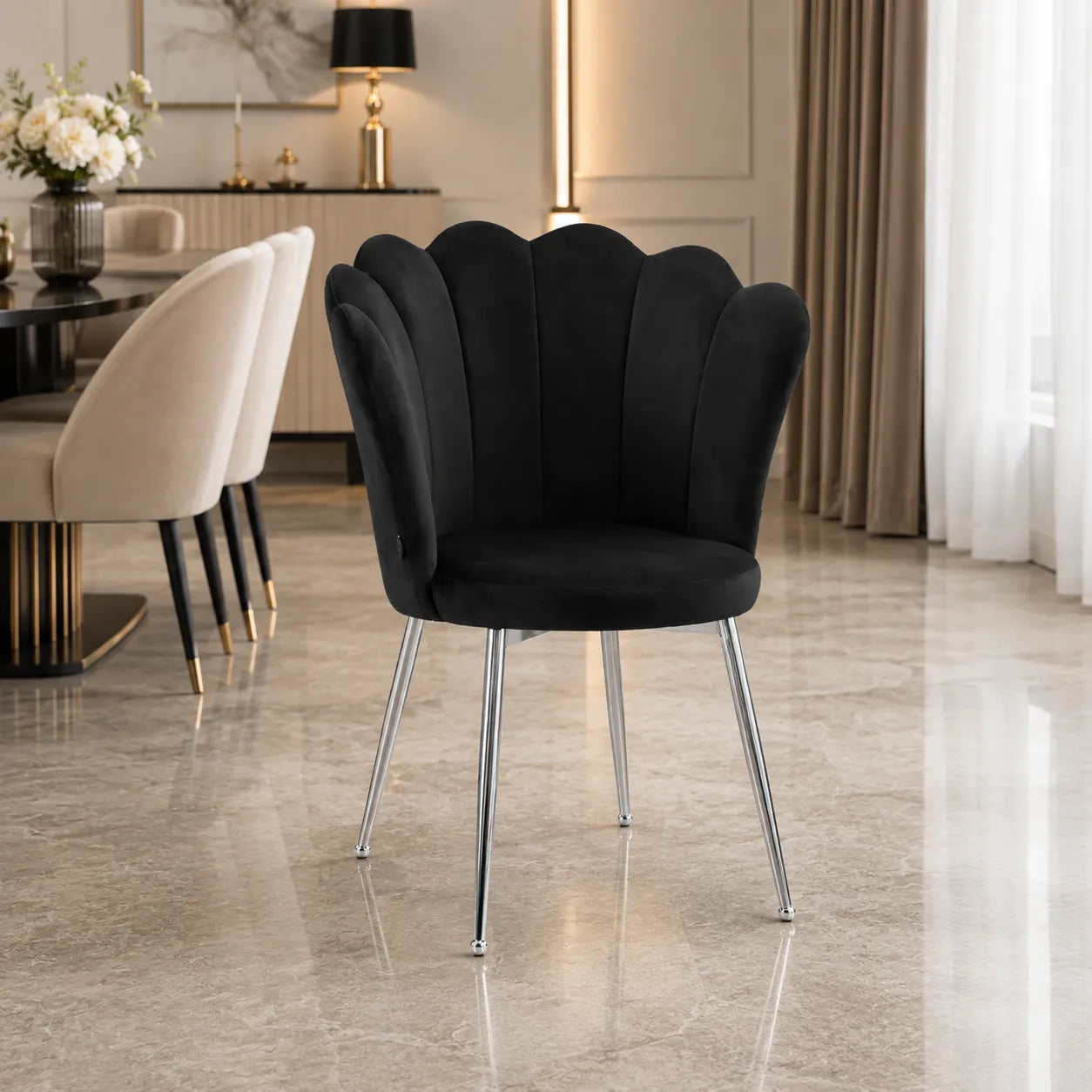 Lot De 2 Chaises Nymphea Chrome Molletonne