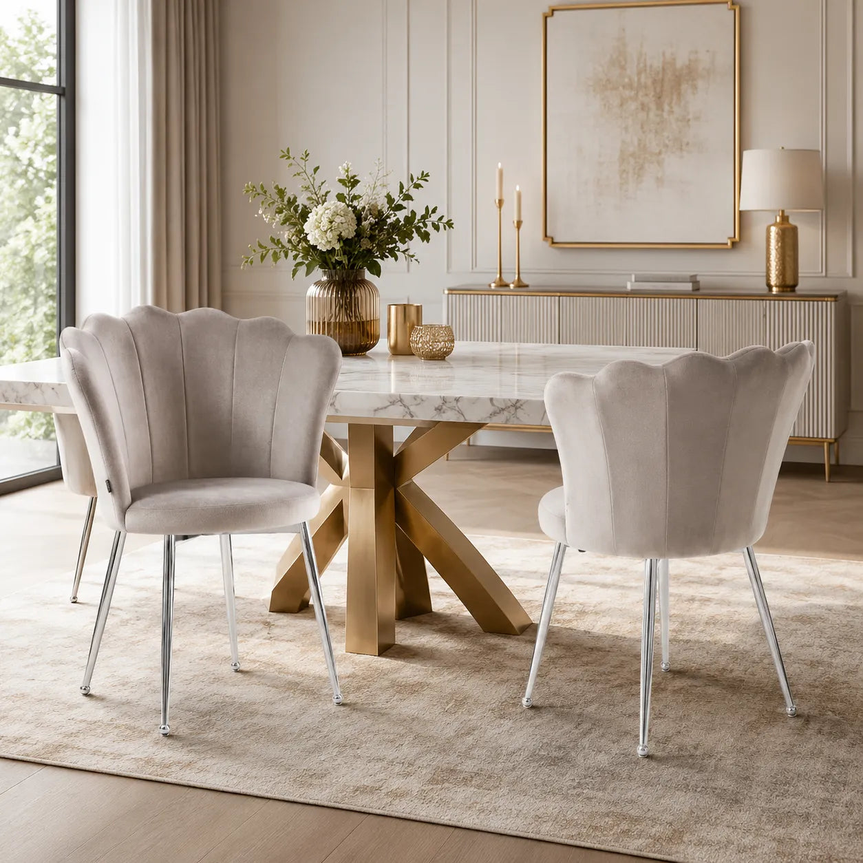 Lot De 2 Chaises Nymphea Chrome Molletonne