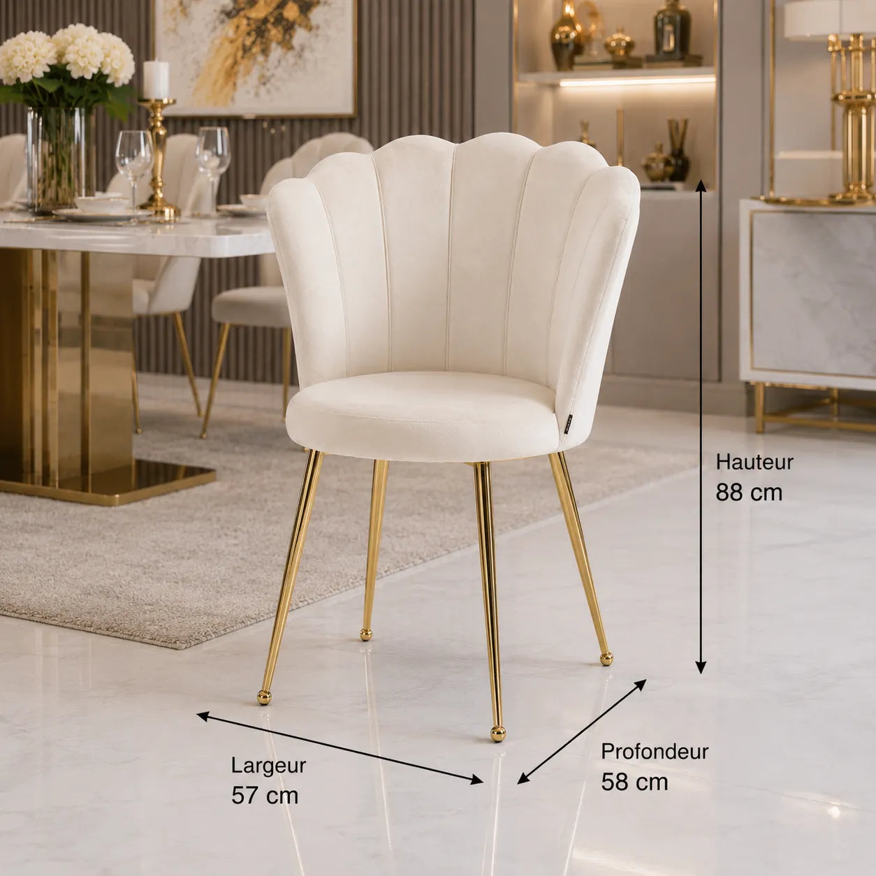 Lot De 2 Chaises Nymphea Gold Velours