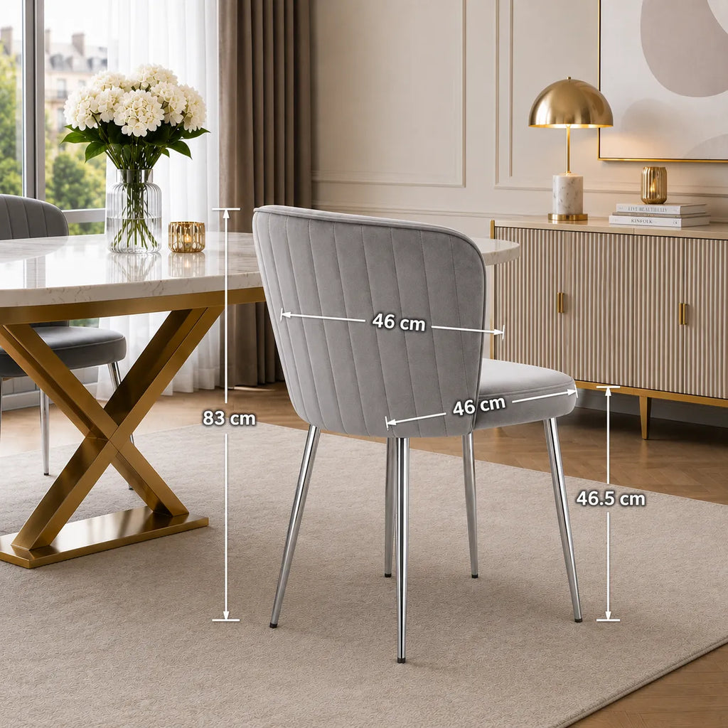 Lot De 4 Chaises Diana Chrome Velours
