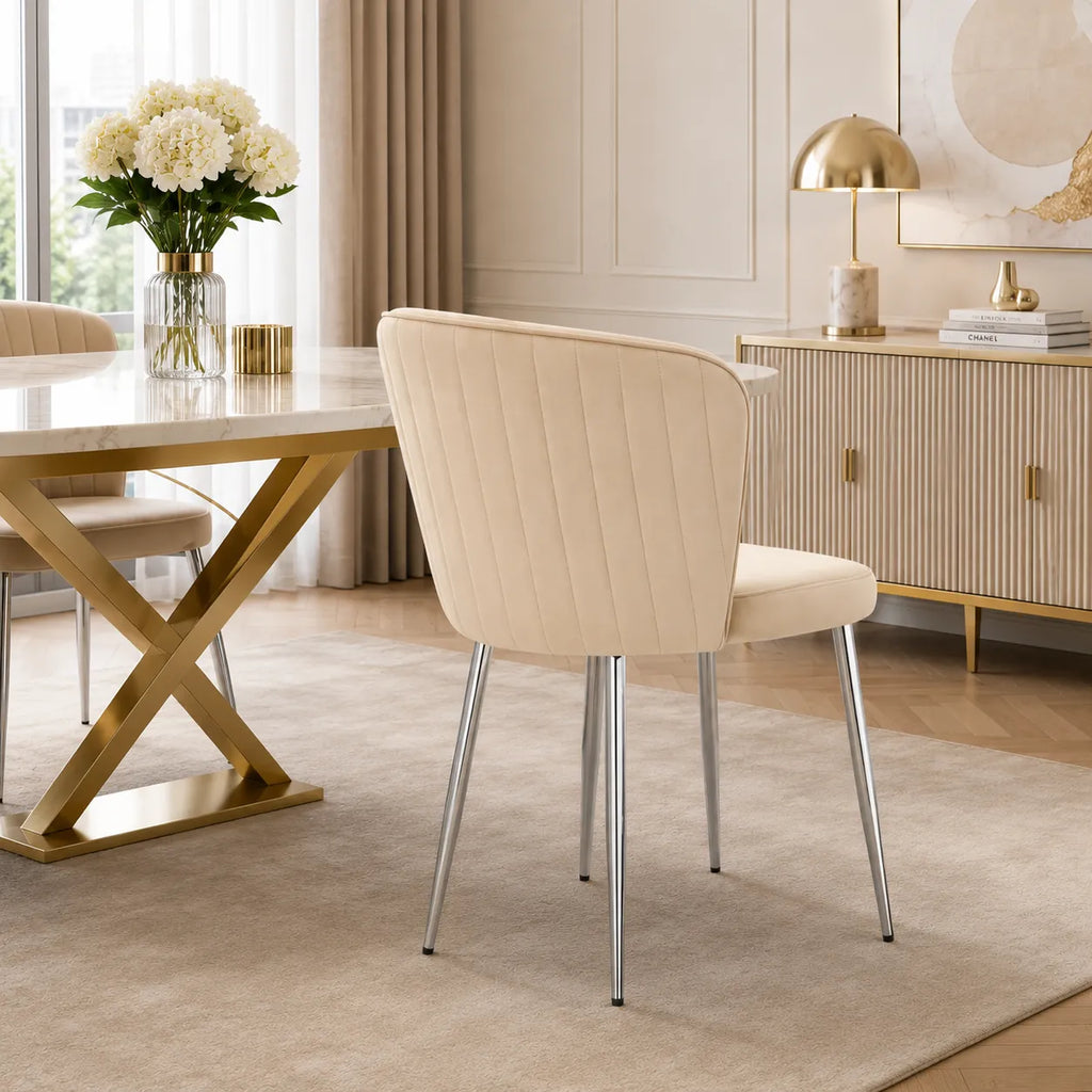 Lot De 4 Chaises Diana Chrome Velours