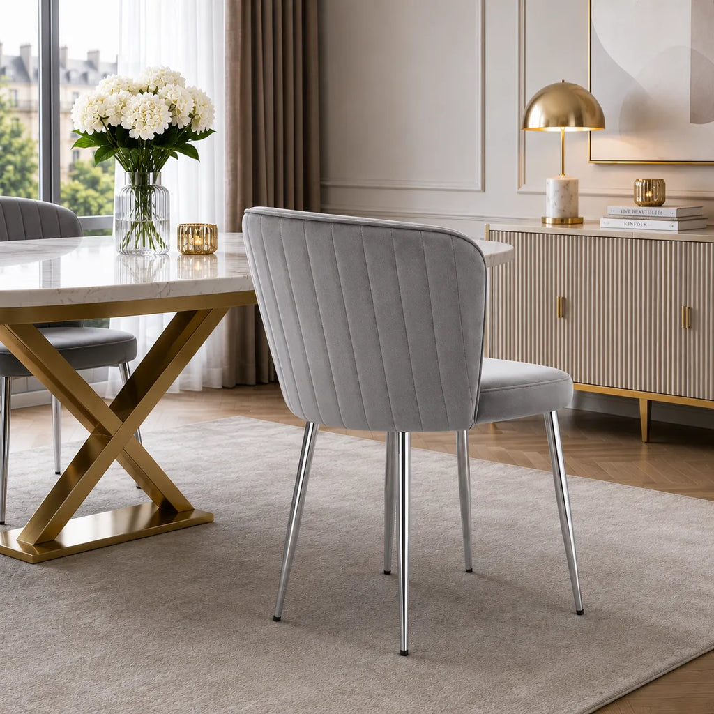 Lot De 4 Chaises Diana Chrome Velours