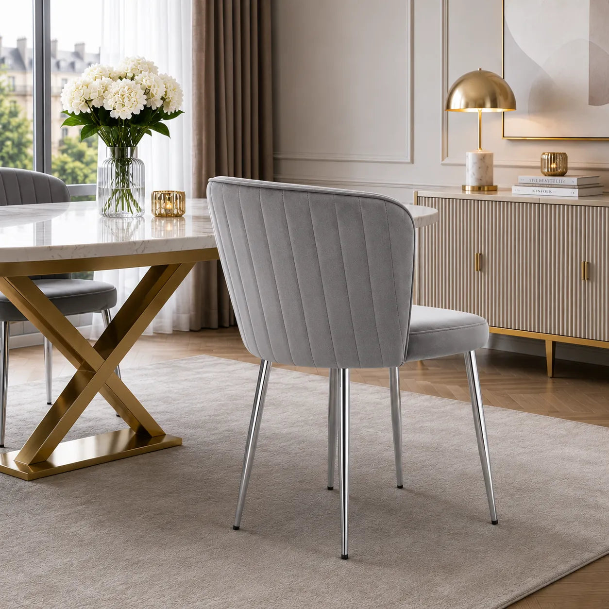 Lot De 4 Chaises Diana Chrome Velours