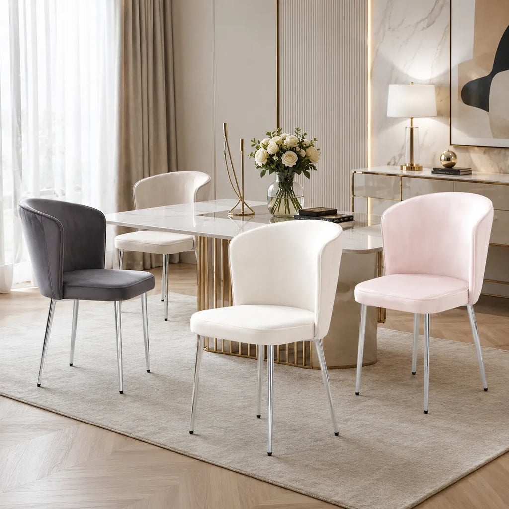 Lot De 4 Chaises Diana Chrome Velours