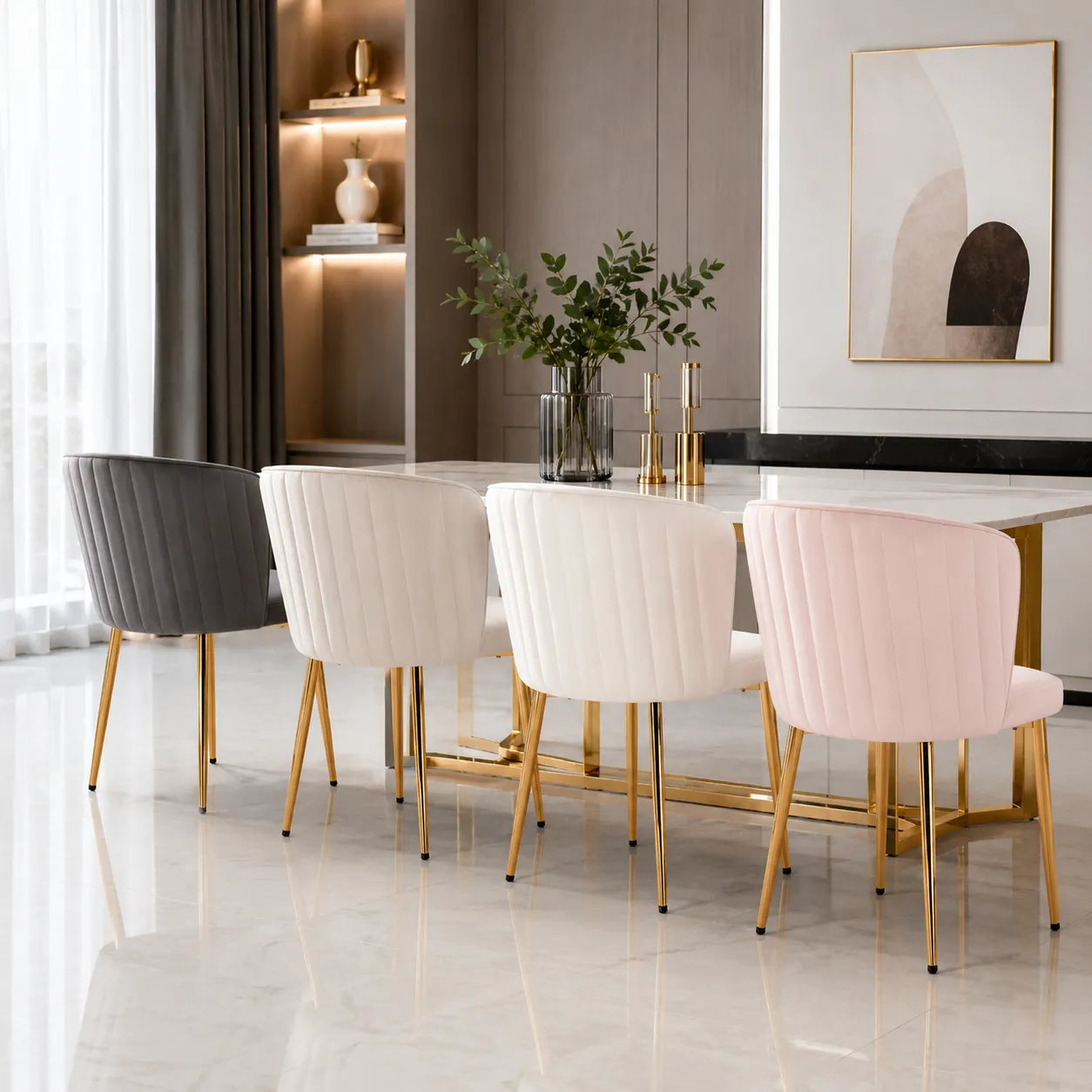 Lot De 4 Chaises Diana Gold Velours