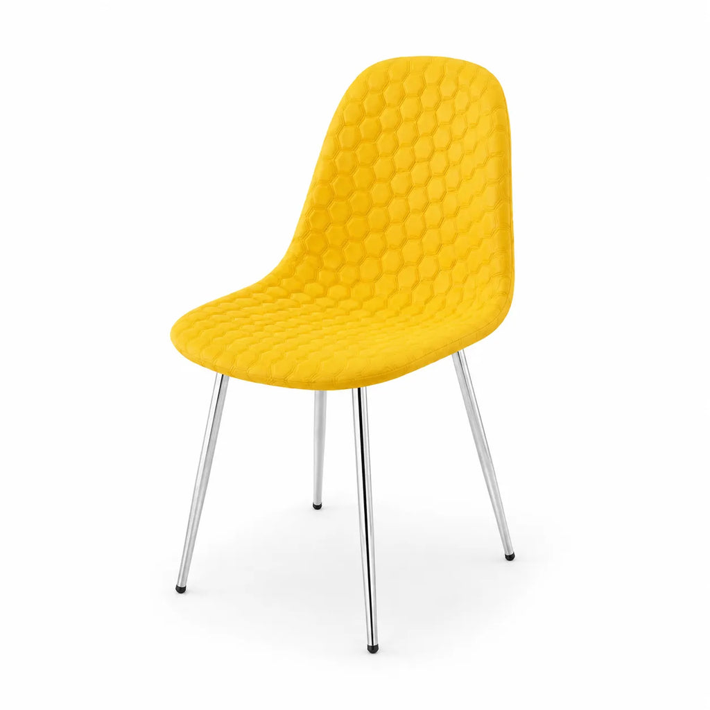 Lot De 4 Chaises Scandinave Abeille Chrome Velours