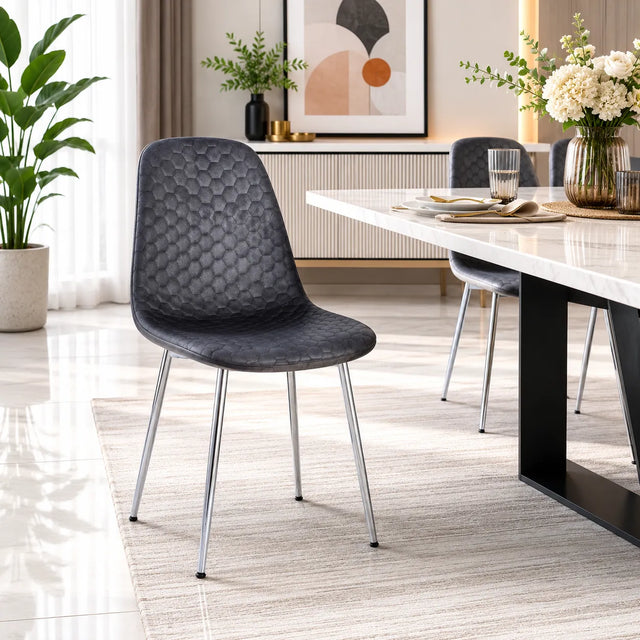 Lot De 4 Chaises Scandinave Abeille Chrome Velours