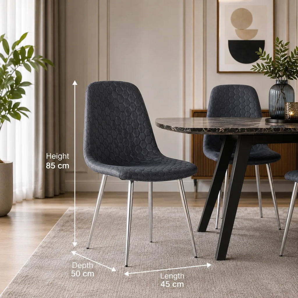 Lot De 4 Chaises Scandinave Abeille Chrome Velours