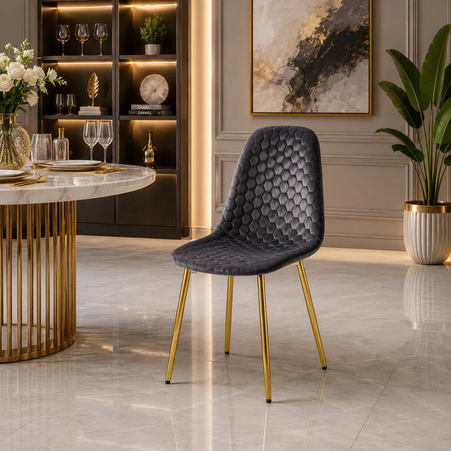 Lot De 4 Chaises Scandinave Abeille Gold Velours
