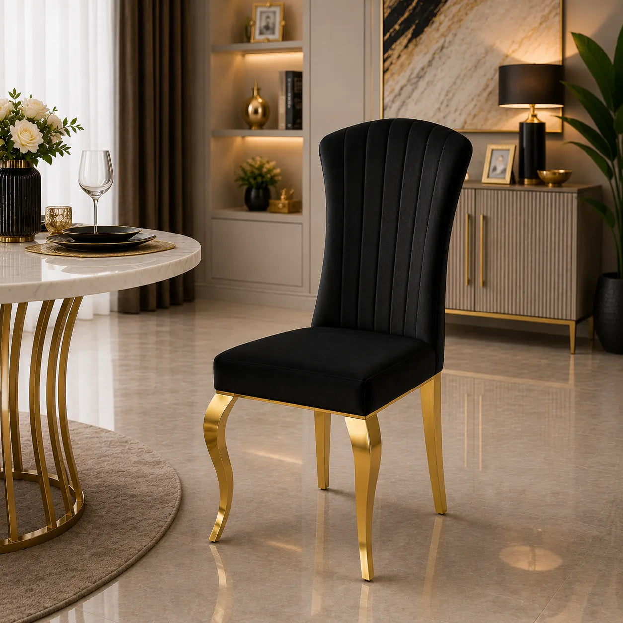 Lot De 6 Chaises Louis Gold Velours Ardoise