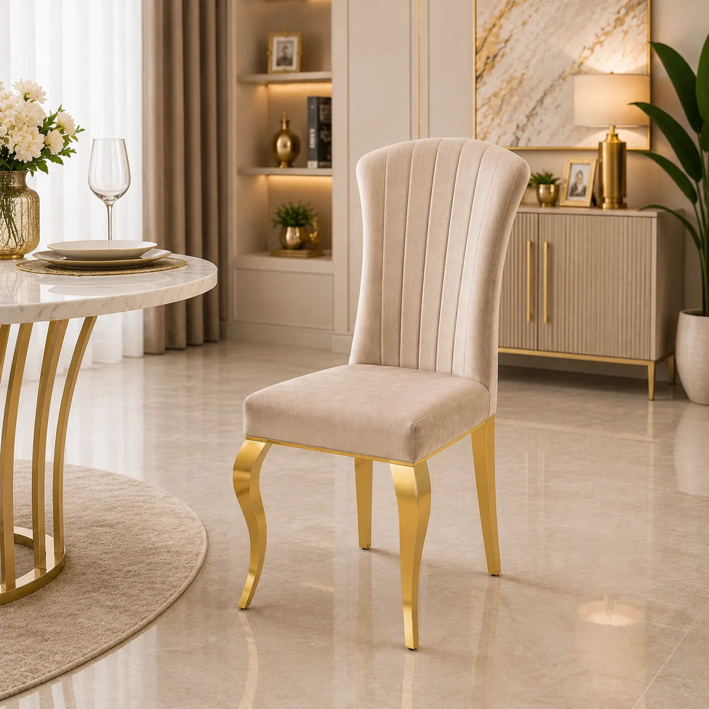 Lot De 6 Chaises Louis Gold Velours Ardoise
