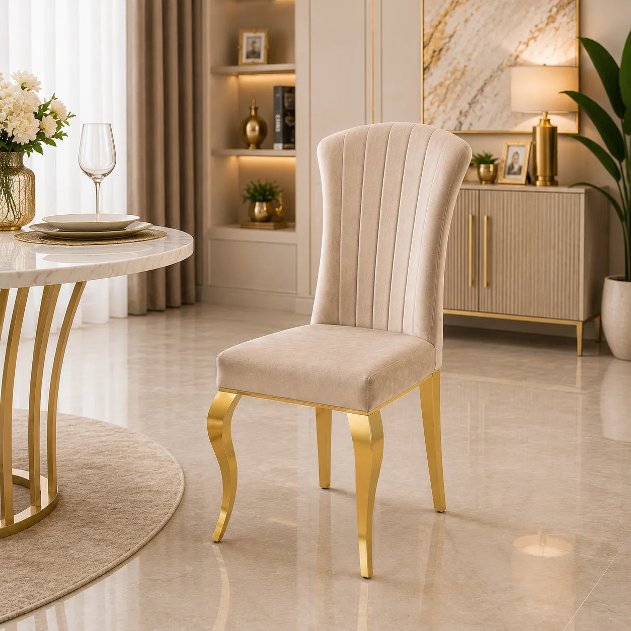 Lot De 6 Chaises Louis Gold Velours Ardoise