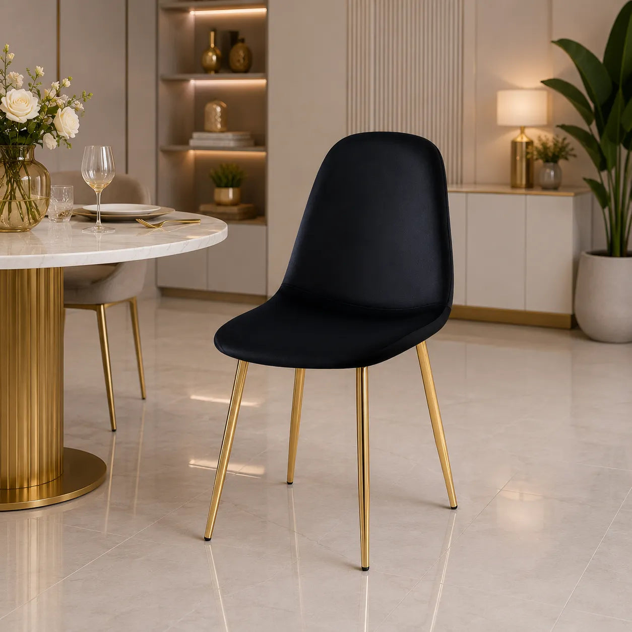 Lot De 4 Chaises Scandinave Abeille Gold Velours