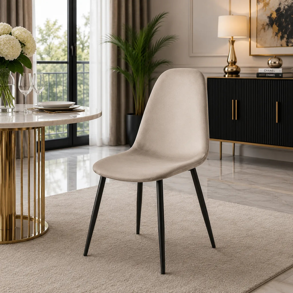 Lot de 4 ou 6 Chaises  beige Scandi Pied Noir