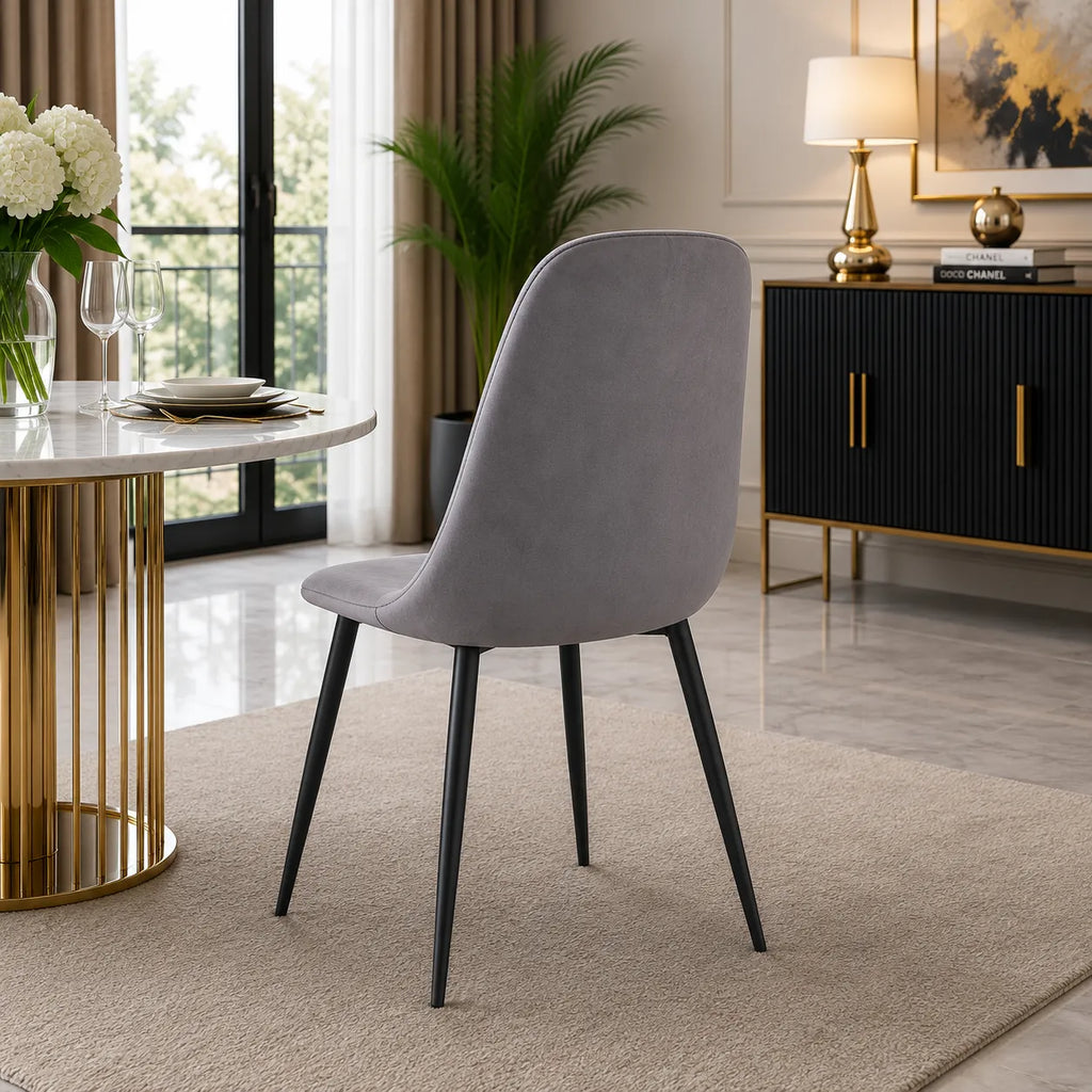 Lot de 4 ou 6 Chaises gris Scandi Pied  Noir