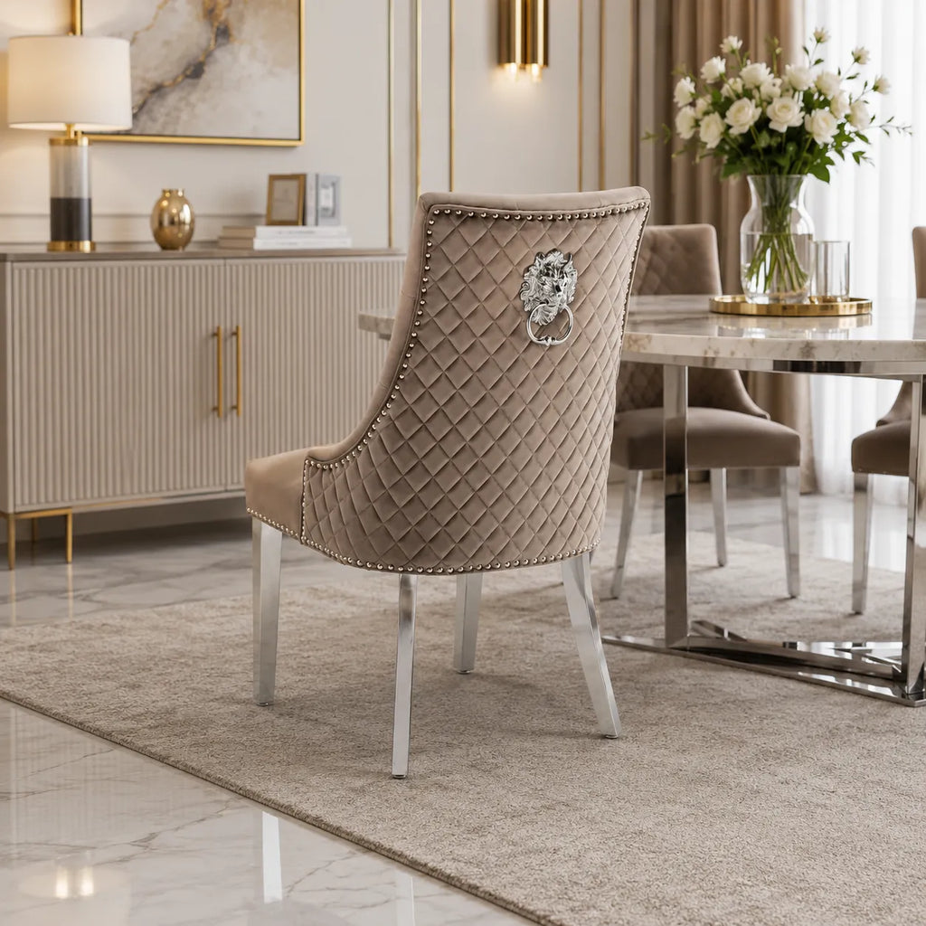 Lot de 2 Chaises Lion Matelassées Chrome