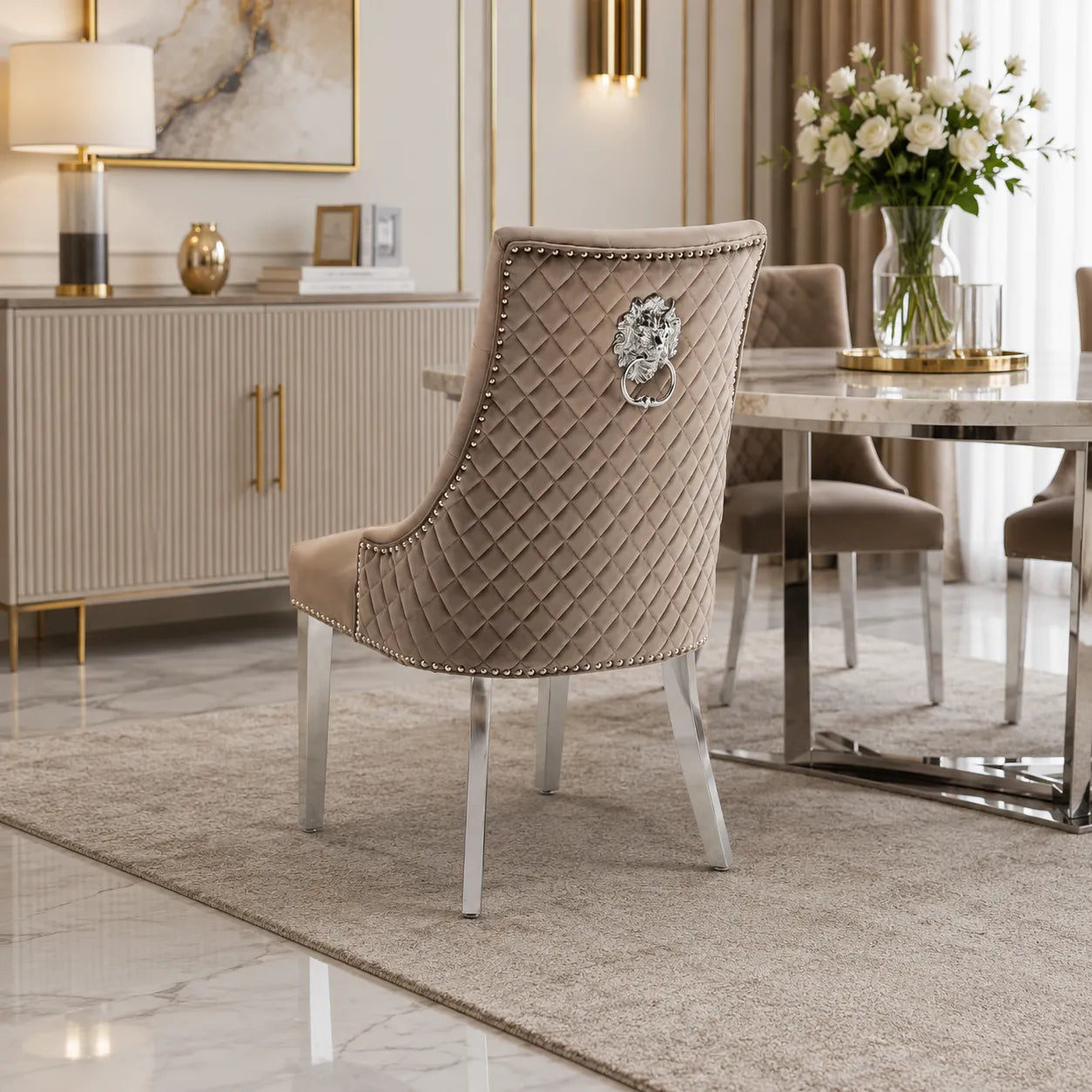 Lot de 2 Chaises Lion Matelassées Chrome