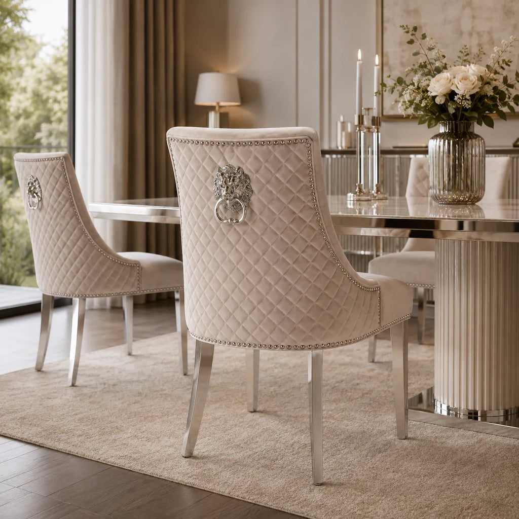 Lot de 2 Chaises Lion Matelassées Chrome