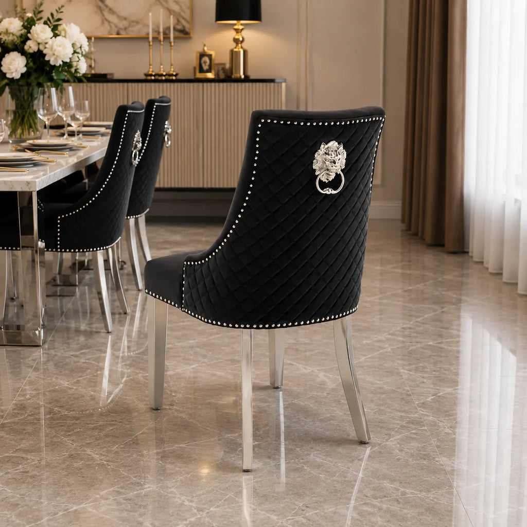 Lot de 2 Chaises Lion Matelassées Chrome