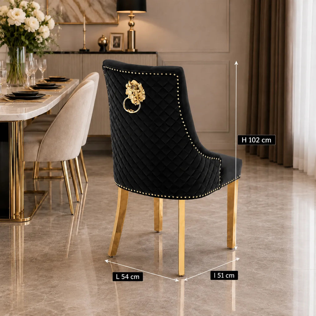 Lot de 2 Chaises Lion Matelassées Gold