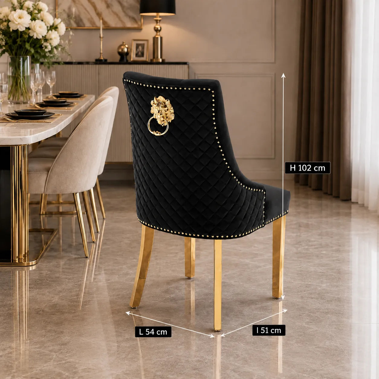 Lot de 2 Chaises Lion Matelassées Gold