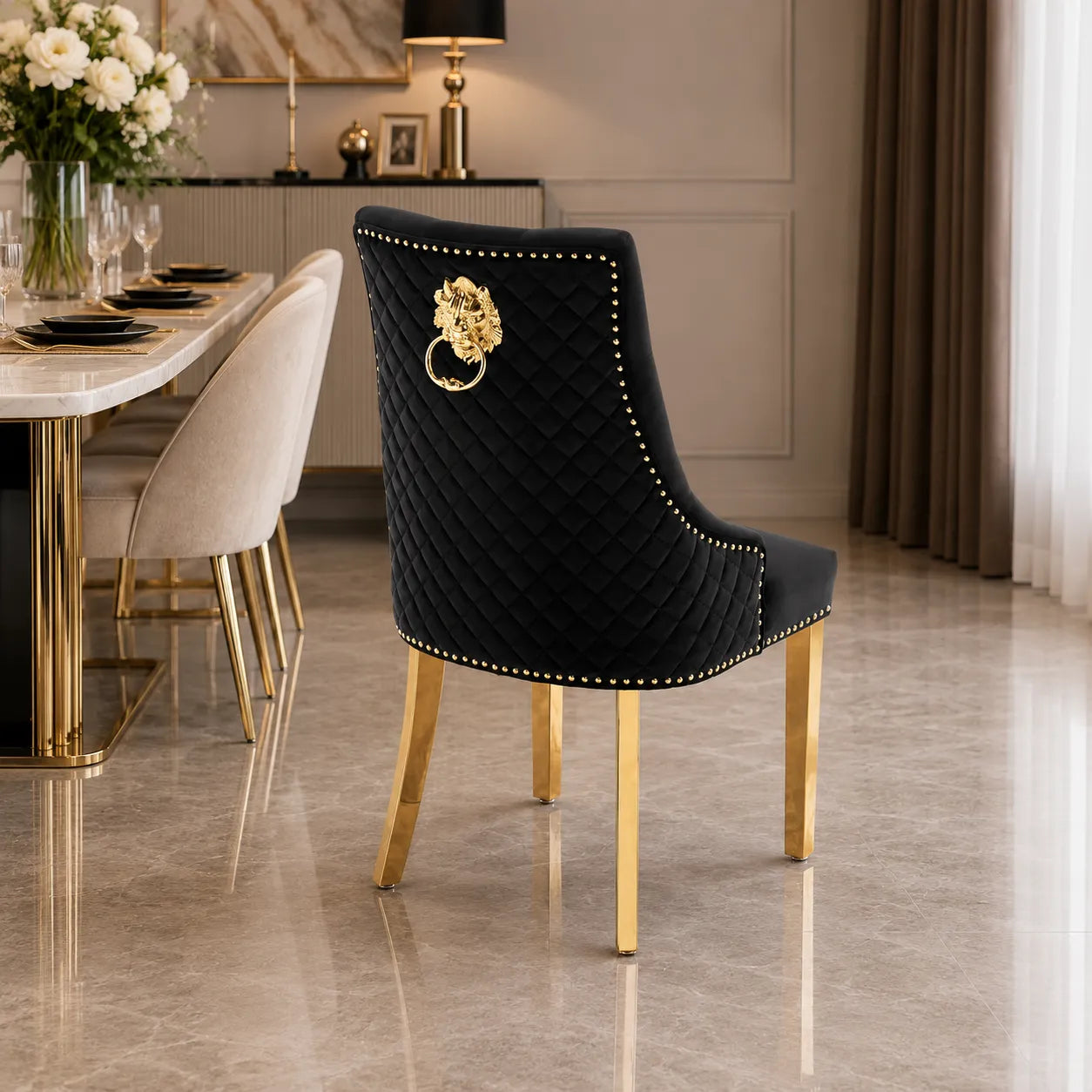 Lot de 2 Chaises Lion Matelassées Gold