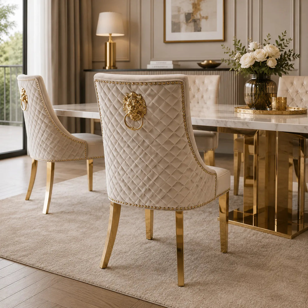 Lot de 2 Chaises Lion Matelassées Gold