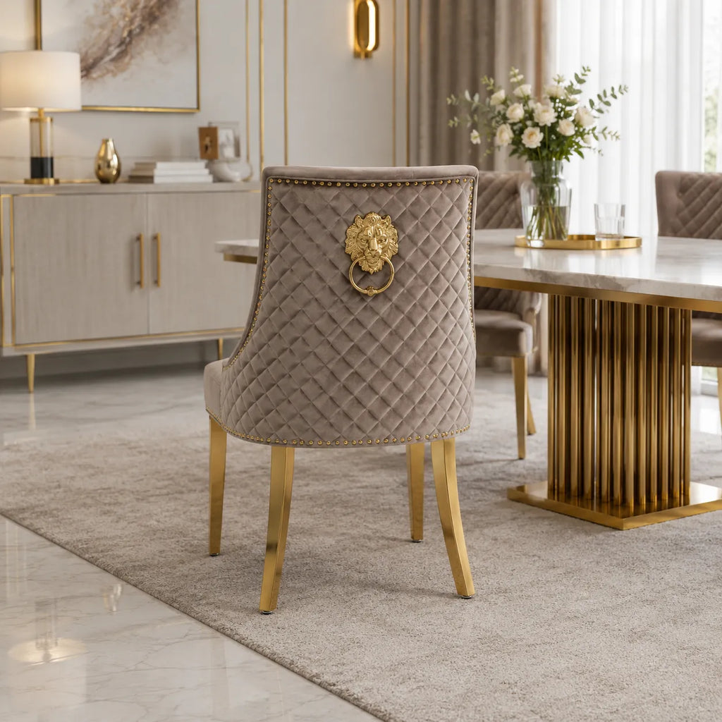 Lot de 2 Chaises Lion Matelassées Gold