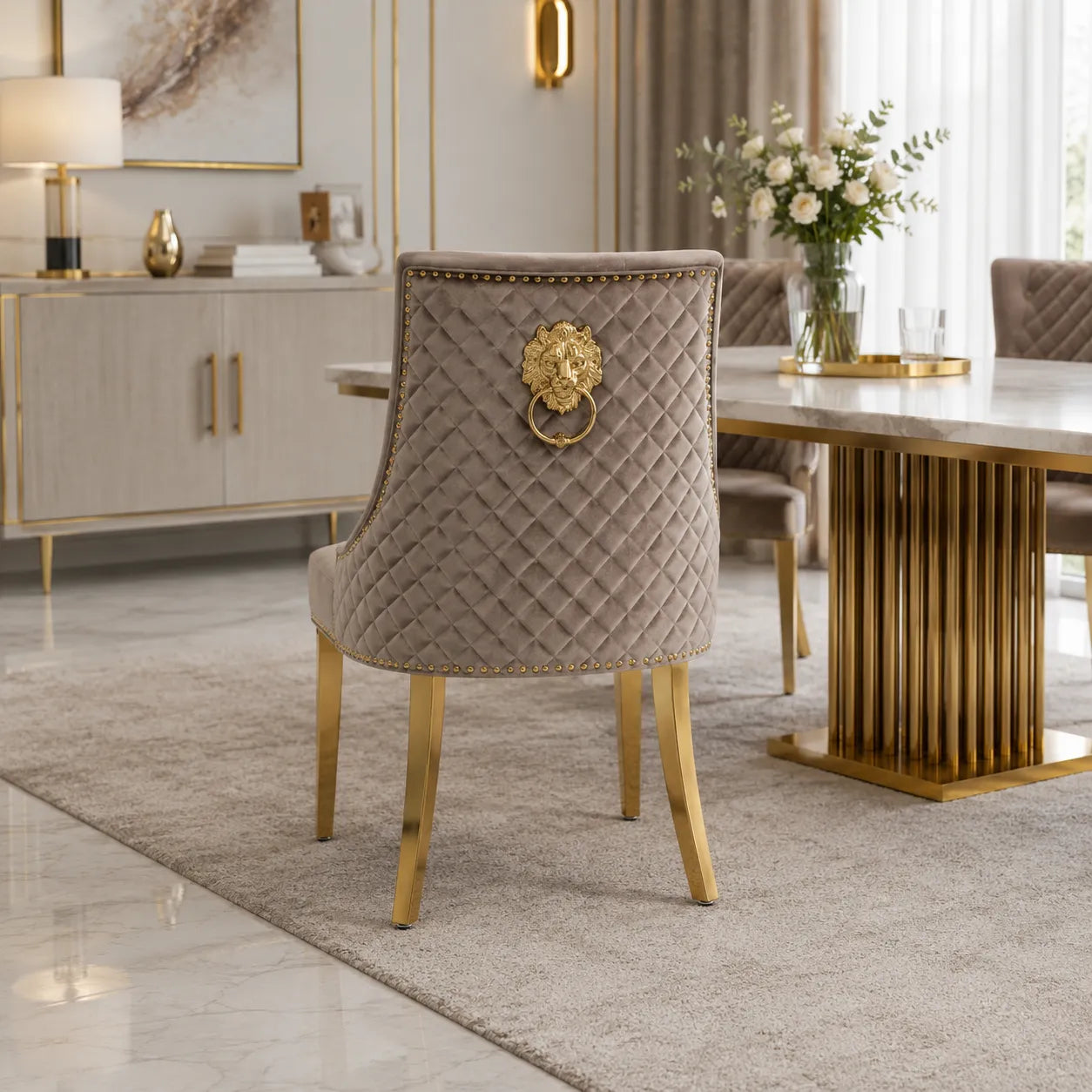 Lot de 2 Chaises Lion Matelassées Gold