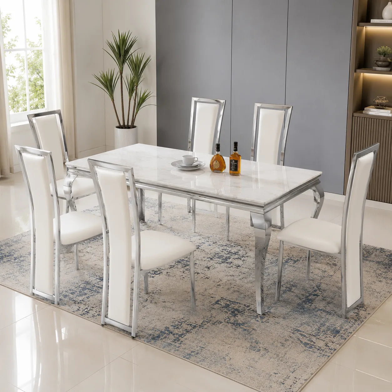 Louise Table avec chaises blanc
