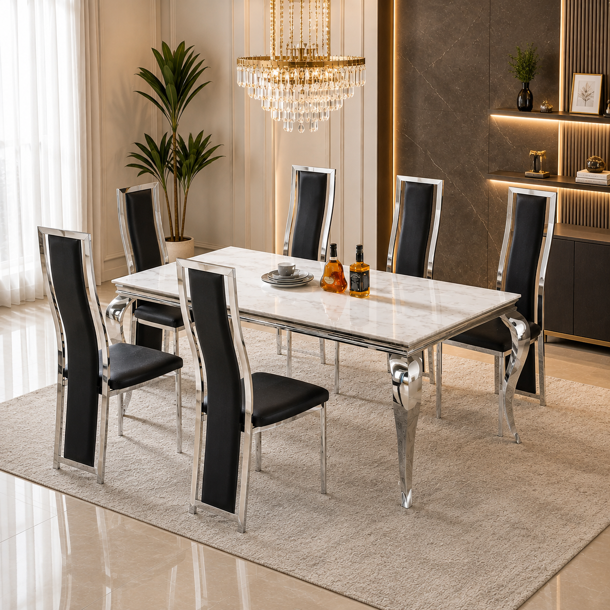 Louise Table avec chaises noir