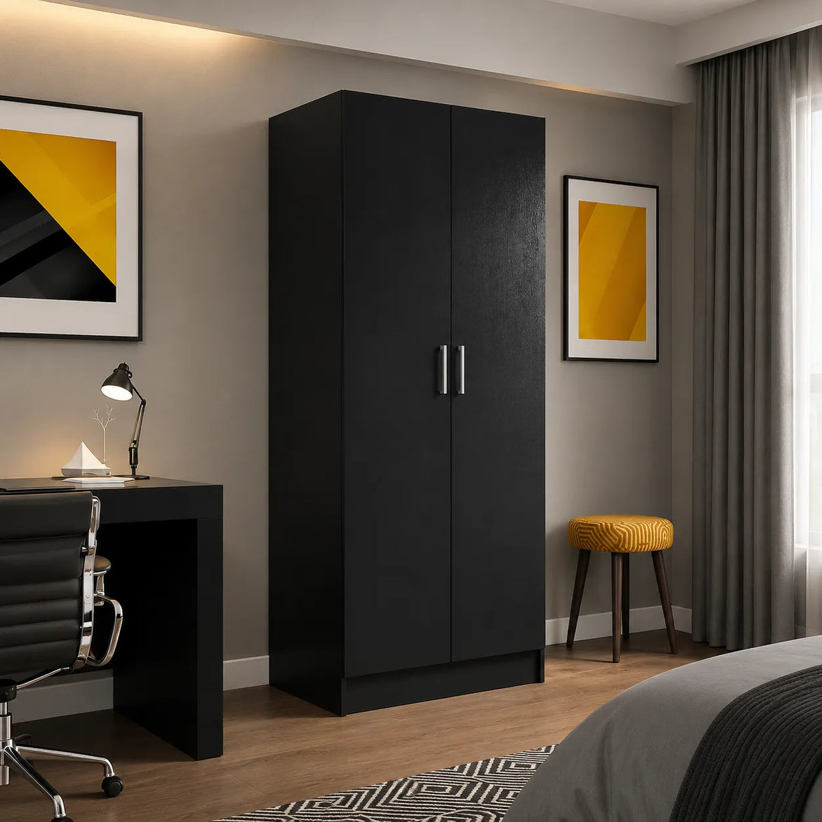 Madesa 2 Door Wardrobe Noir