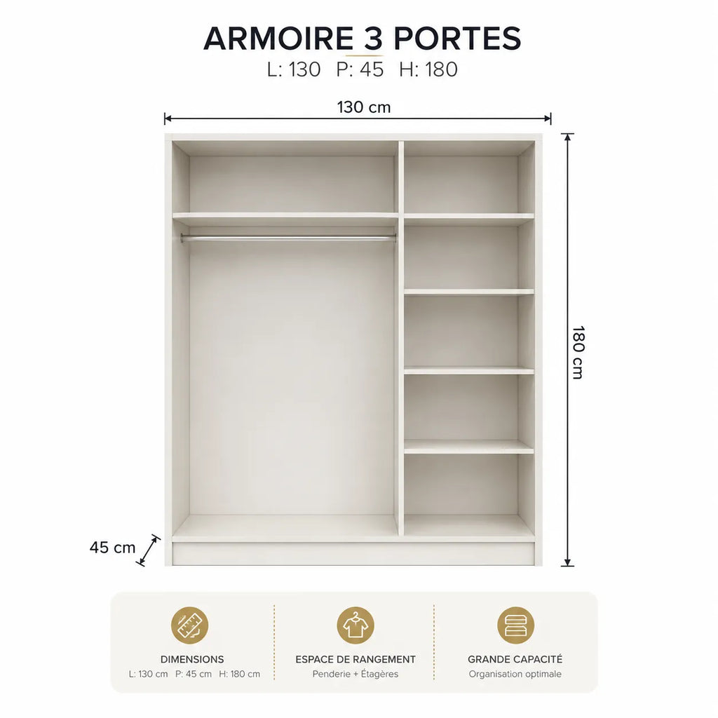 Malaga Armoire à 3 portes