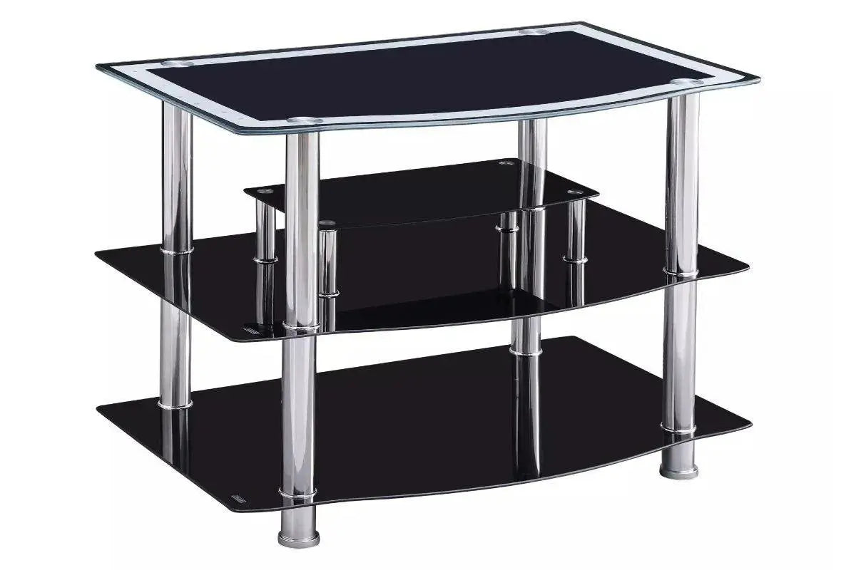 Meuble TV chromé verre noir KEA Swedzo-Meuble