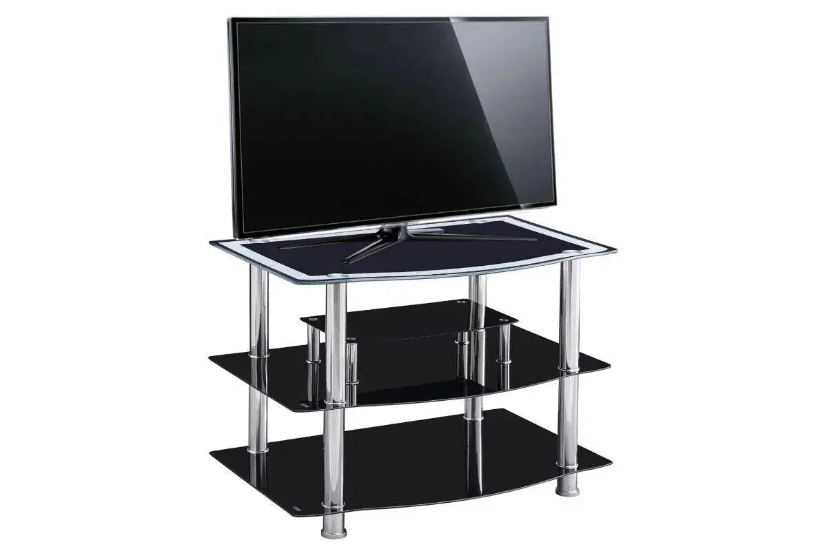 Meuble TV chromé verre noir KEA Swedzo-Meuble