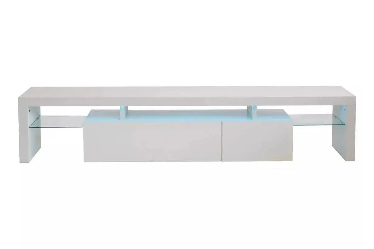 Meuble Tv laqué blanc LED OVER Swedzo-Meuble