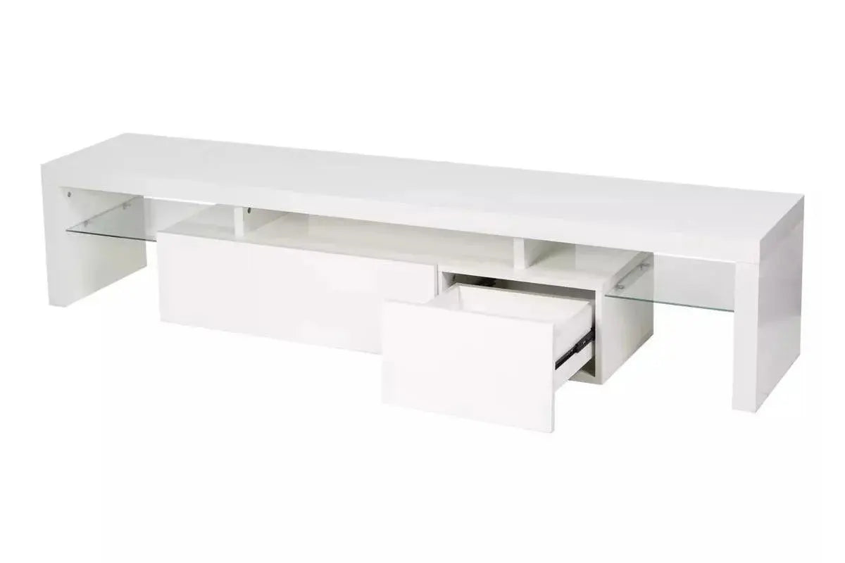 Meuble Tv laqué blanc LED OVER Swedzo-Meuble