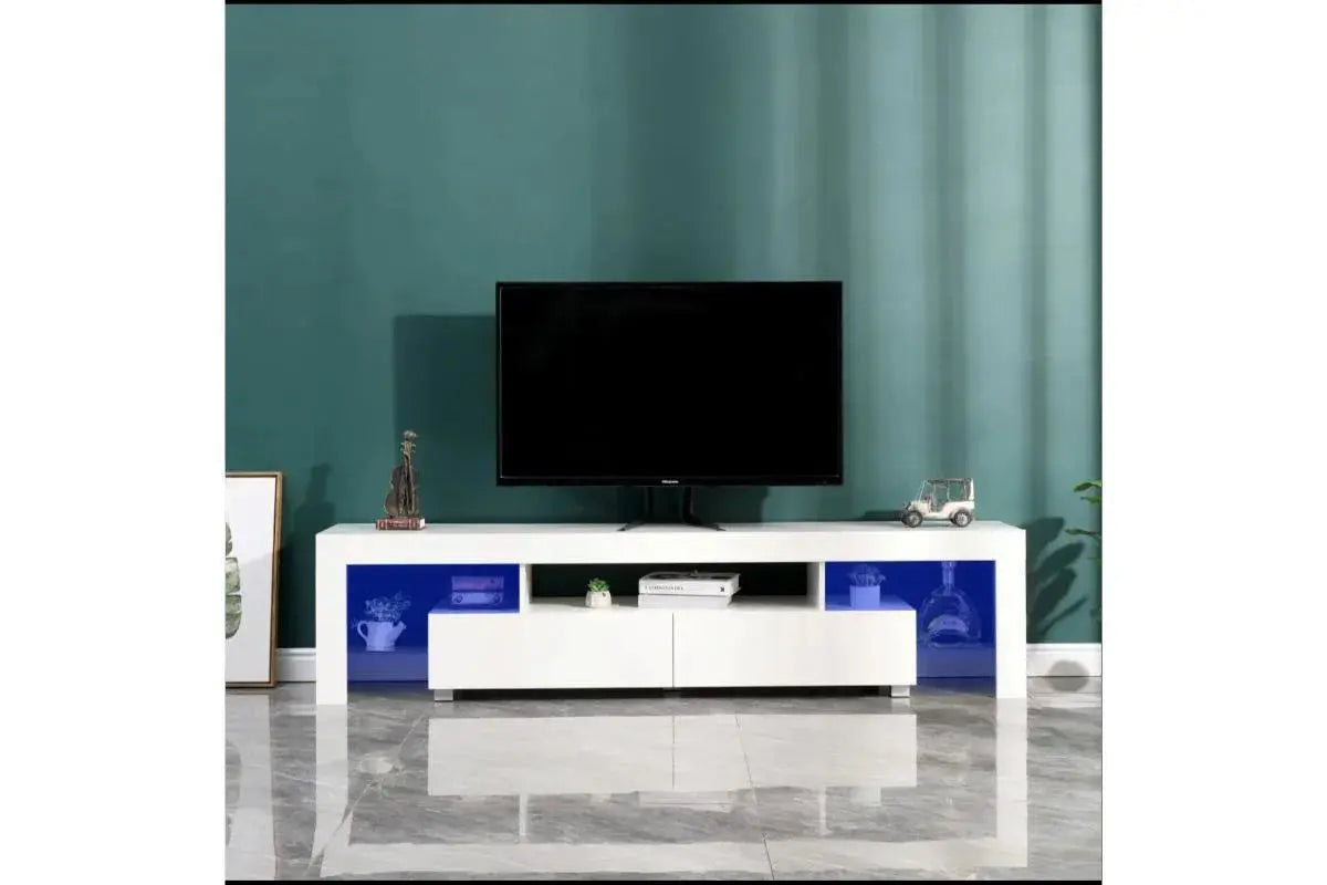 Meuble Tv laqué blanc LED OVER Swedzo-Meuble