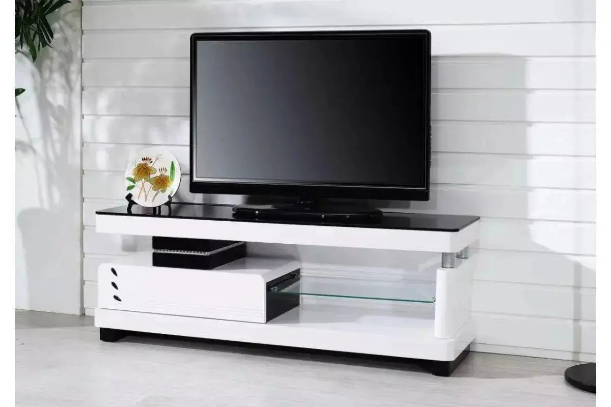 Meuble Tv laqué verre trempé OLY Swedzo-Meuble