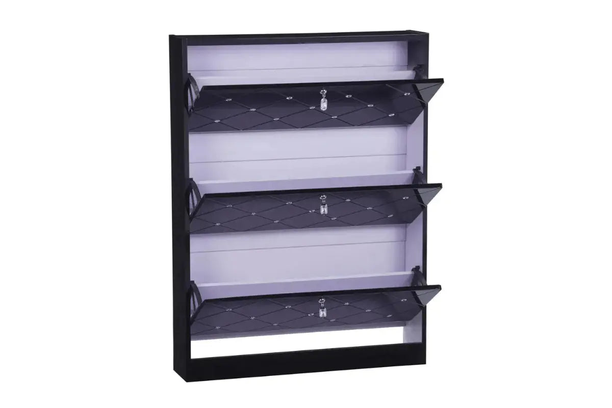 Meuble a Chaussures en Strass 3 Portes Noir 110x17x80 CM Swedzo-Meuble
