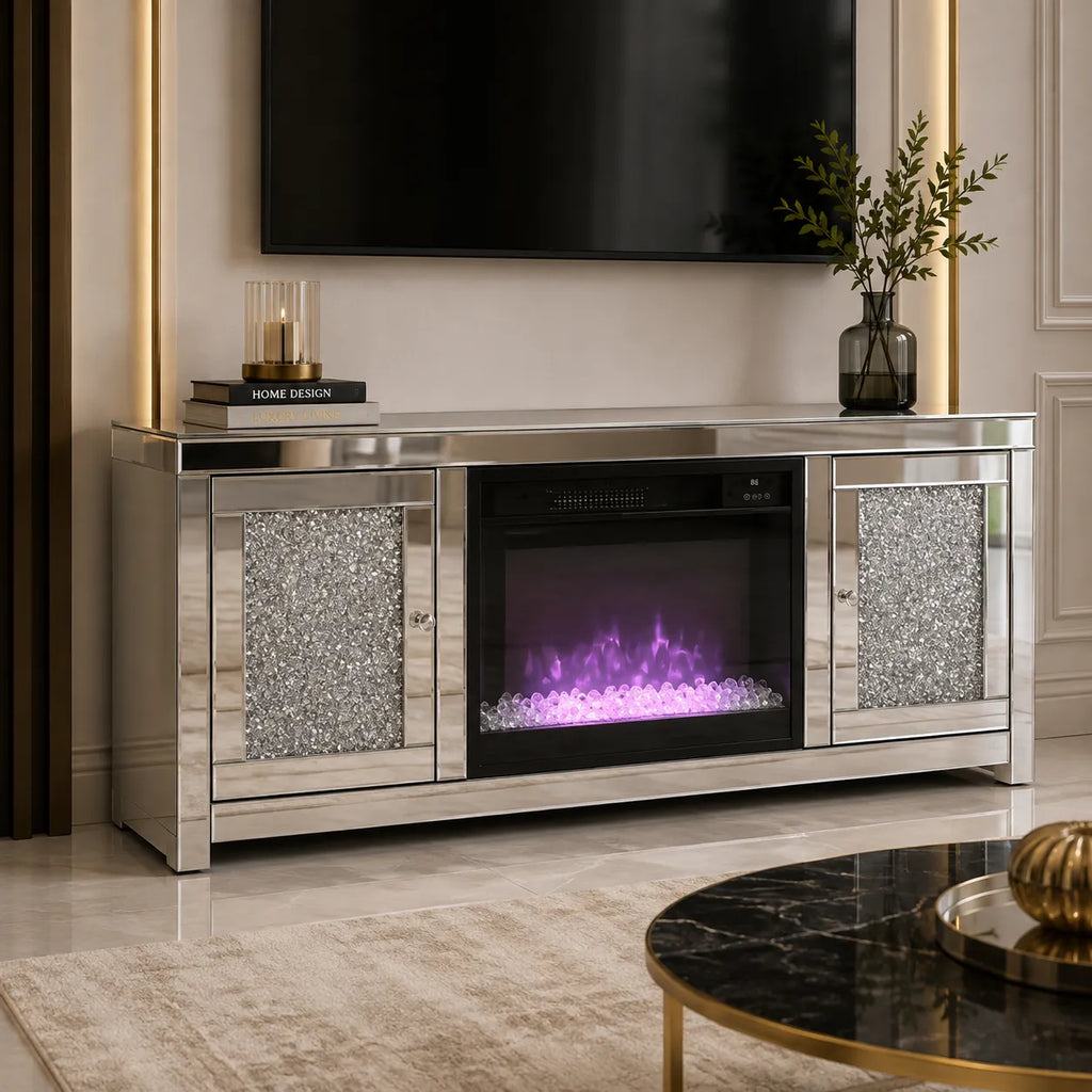 Meuble Tv Cheminee Hilary 150x41x61 CM