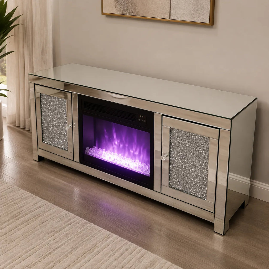 Meuble Tv Cheminee Hilary 150x41x61 CM