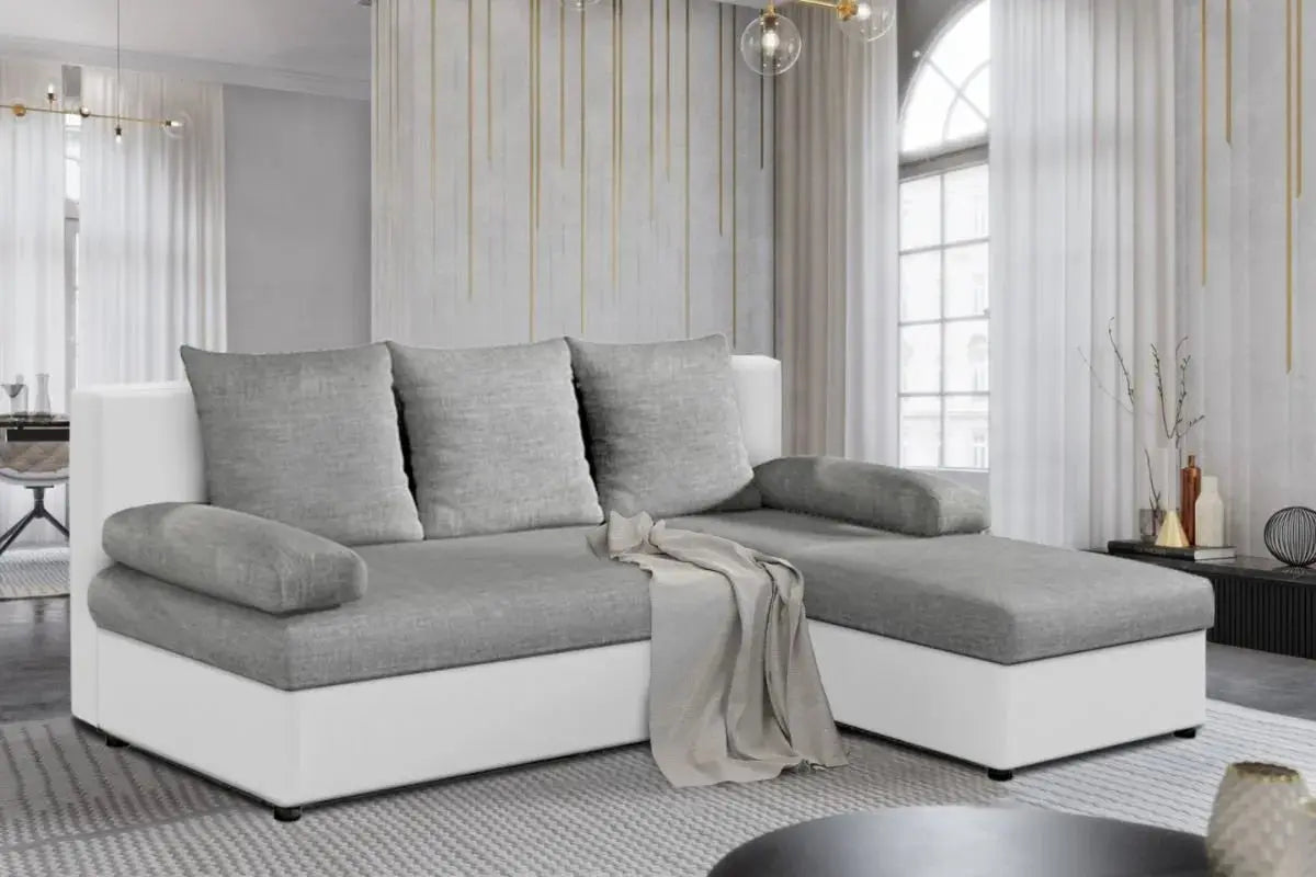 Modéle Canapé d’angle Convertible Avec Accoudoirs Coussins Swedzo-Meuble