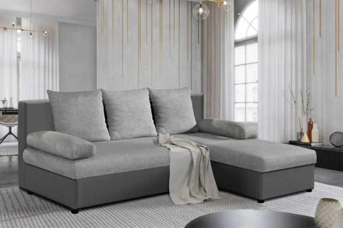 Modéle Canapé d’angle Convertible Avec Accoudoirs Coussins Swedzo-Meuble