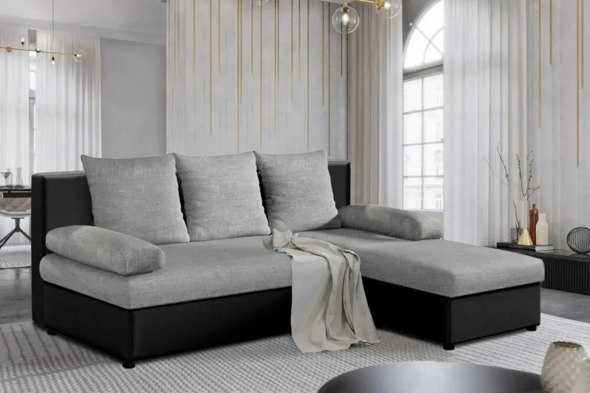 Modéle Canapé d’angle Convertible Avec Accoudoirs Coussins Swedzo-Meuble