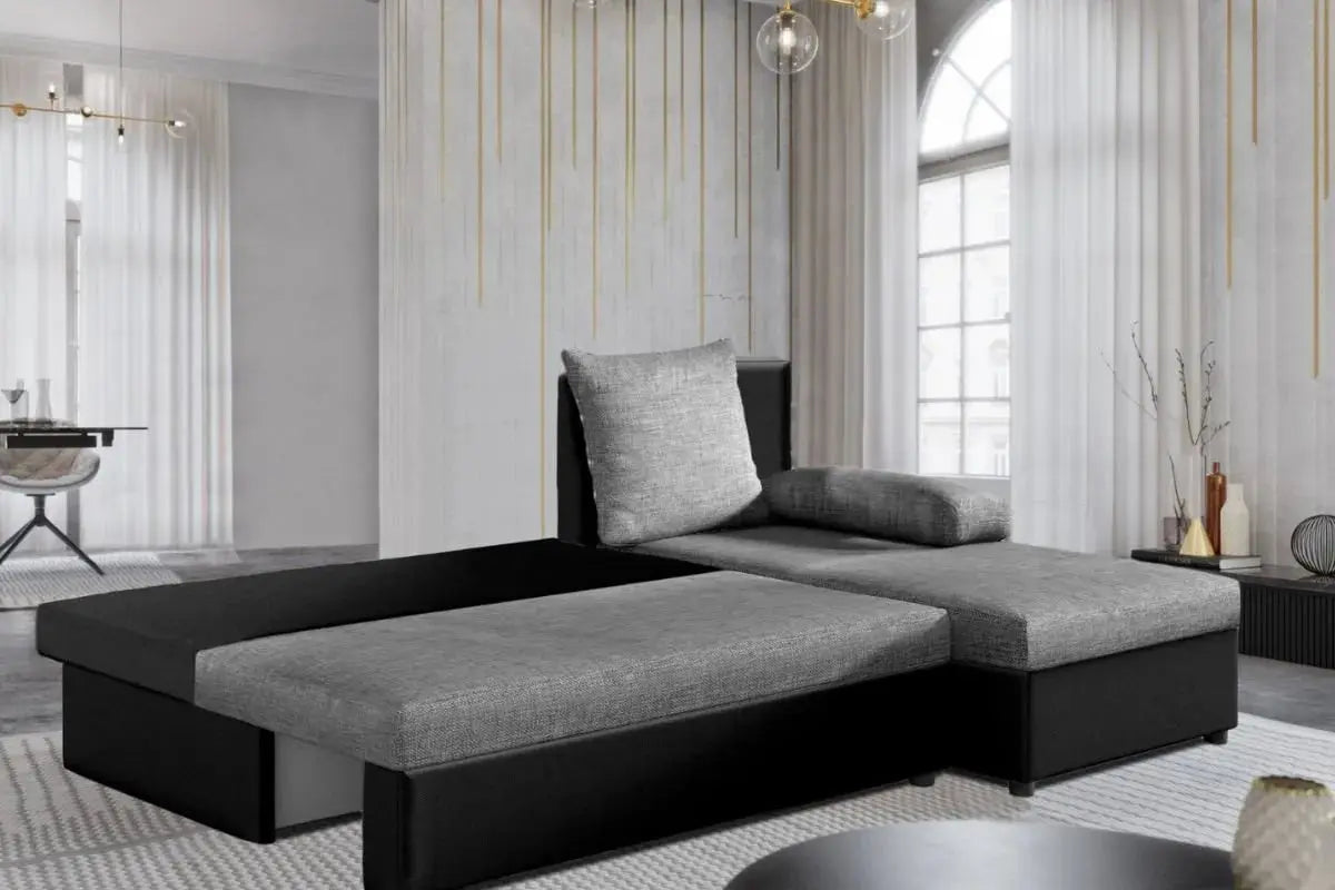 Modéle Canapé d’angle Convertible Avec Accoudoirs Coussins Swedzo-Meuble