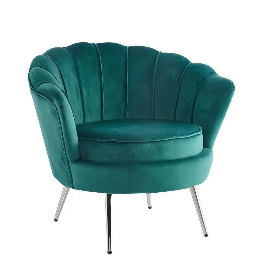 Plata Import Chaise longue en velours bleu avec pieds argentés Swedzo-Meuble