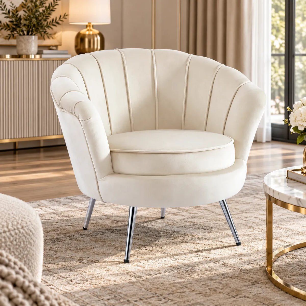 Plata Import Chaise longue en Velours bleu avec pieds argentés